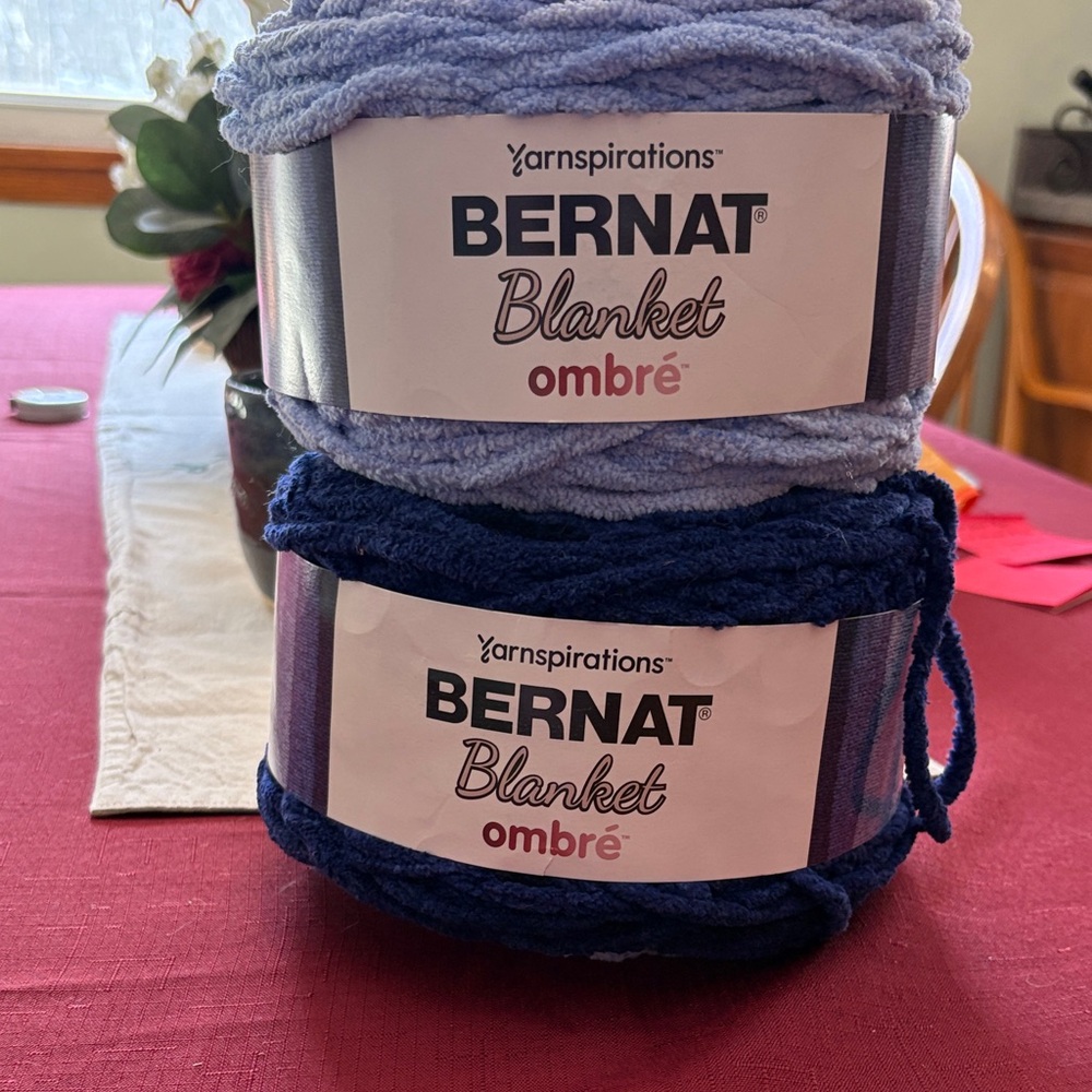 Bernat Blanket Ombre Yarn - Blue and Light Blue 2 skeins